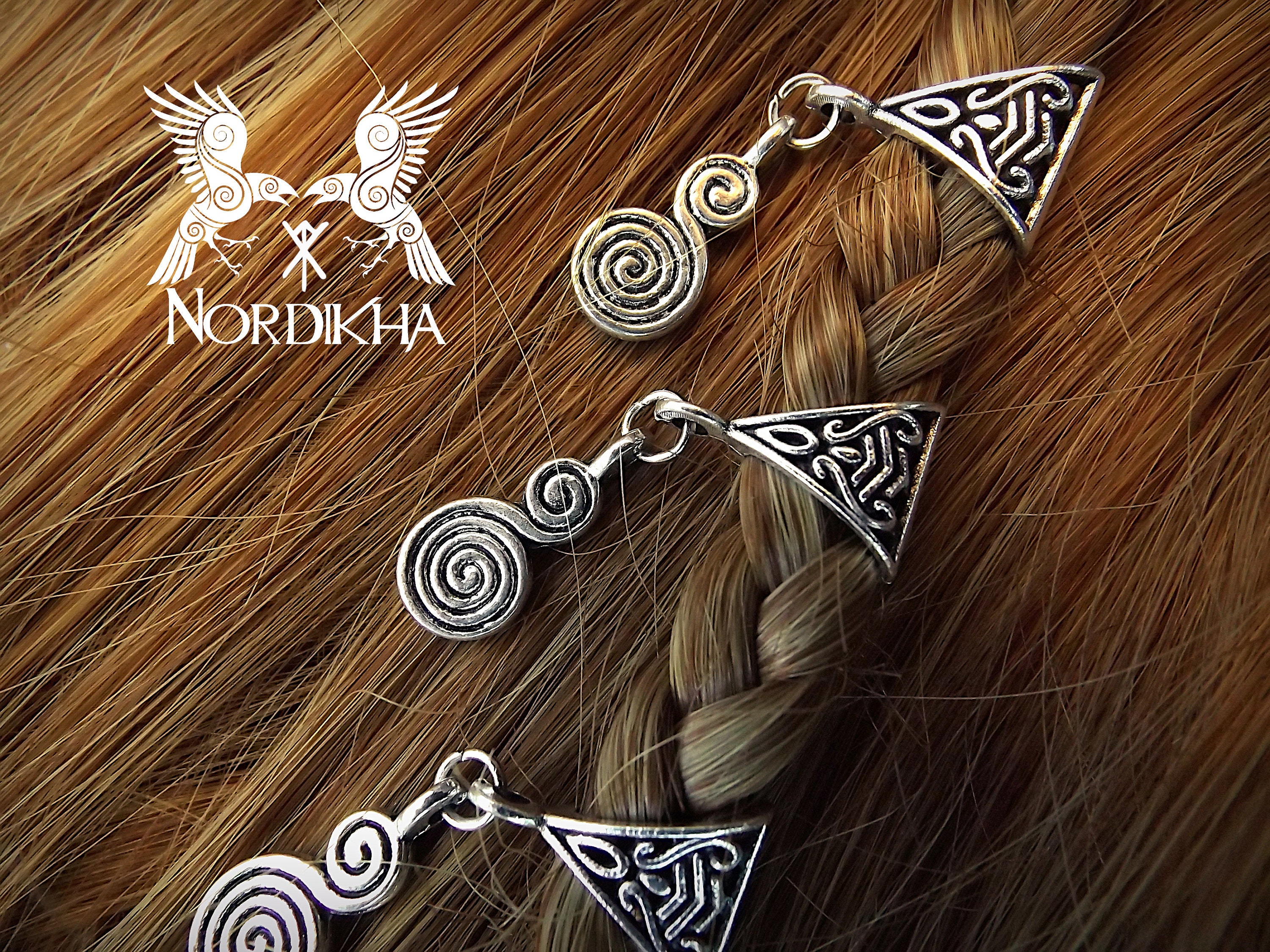 2 Pcs Spiral Antiqued Copper Viking Hair Beads Beard Jewelry