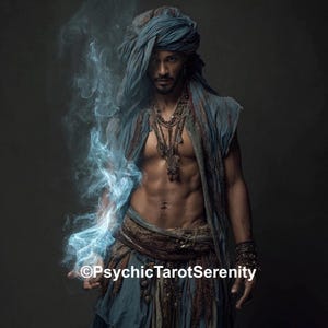 Magiczny męski dżinn, duchowy towarzysz: zdolności parapsychiczne i intuicja (arkusz informacyjny w formacie PDF)