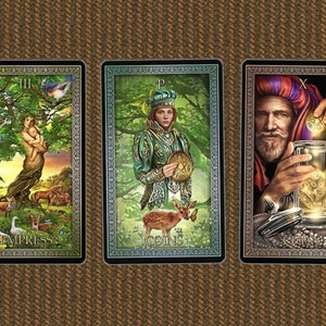 Lectura del Tarot de tres cartas. Hasta tres preguntas. Detallado.