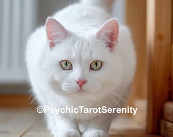 White Cat Witches Familiar. Spirit Companion. Conjuring Distant Binding. Magical Growth.