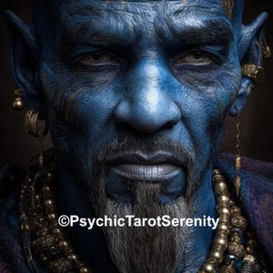 Blue Djinn King Spirit Companion: Wealth, Success, Opportunity (PDF Information Sheet)