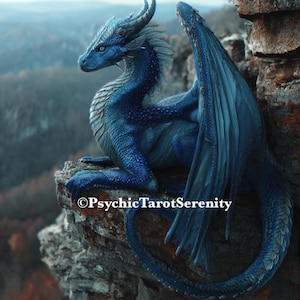 Sapphire Dragon. Spirit Companion. Conjuring Magic. Wisdom Illusion
