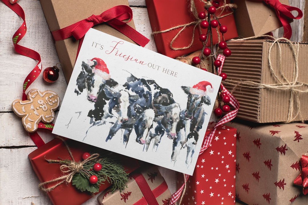 Farm Christmas Card Pack / Cow Christmas Card / Dairy Cow Etsy UK