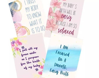 Beautiful Birth Affirmation Cards - Set of 10 - PDF Digital Download - Midwife/Doula/Baby Shower/Labour/Hypnobirthing