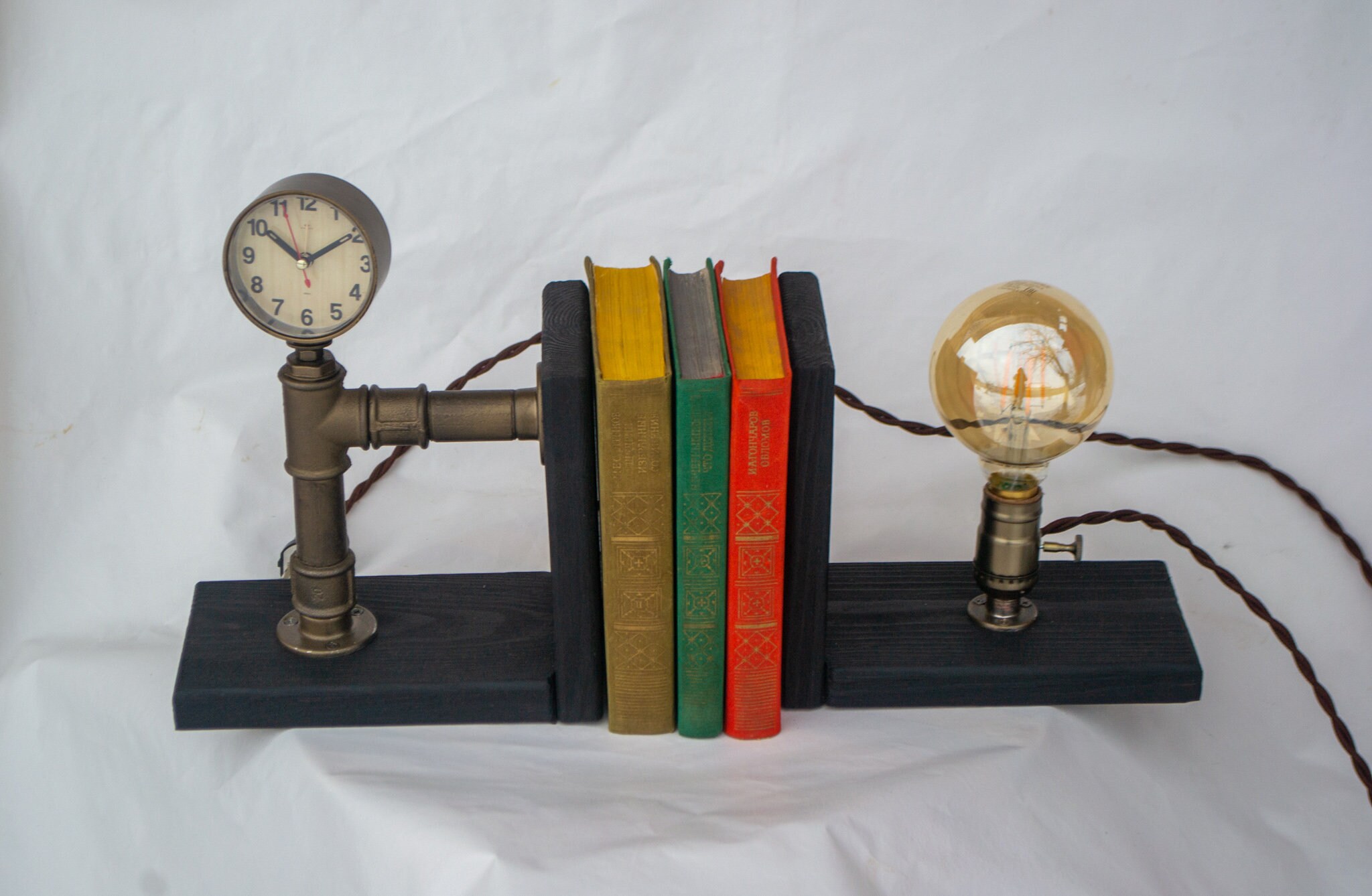 Bookend lamp steampunk decor table lamp wooden lamp Etsy