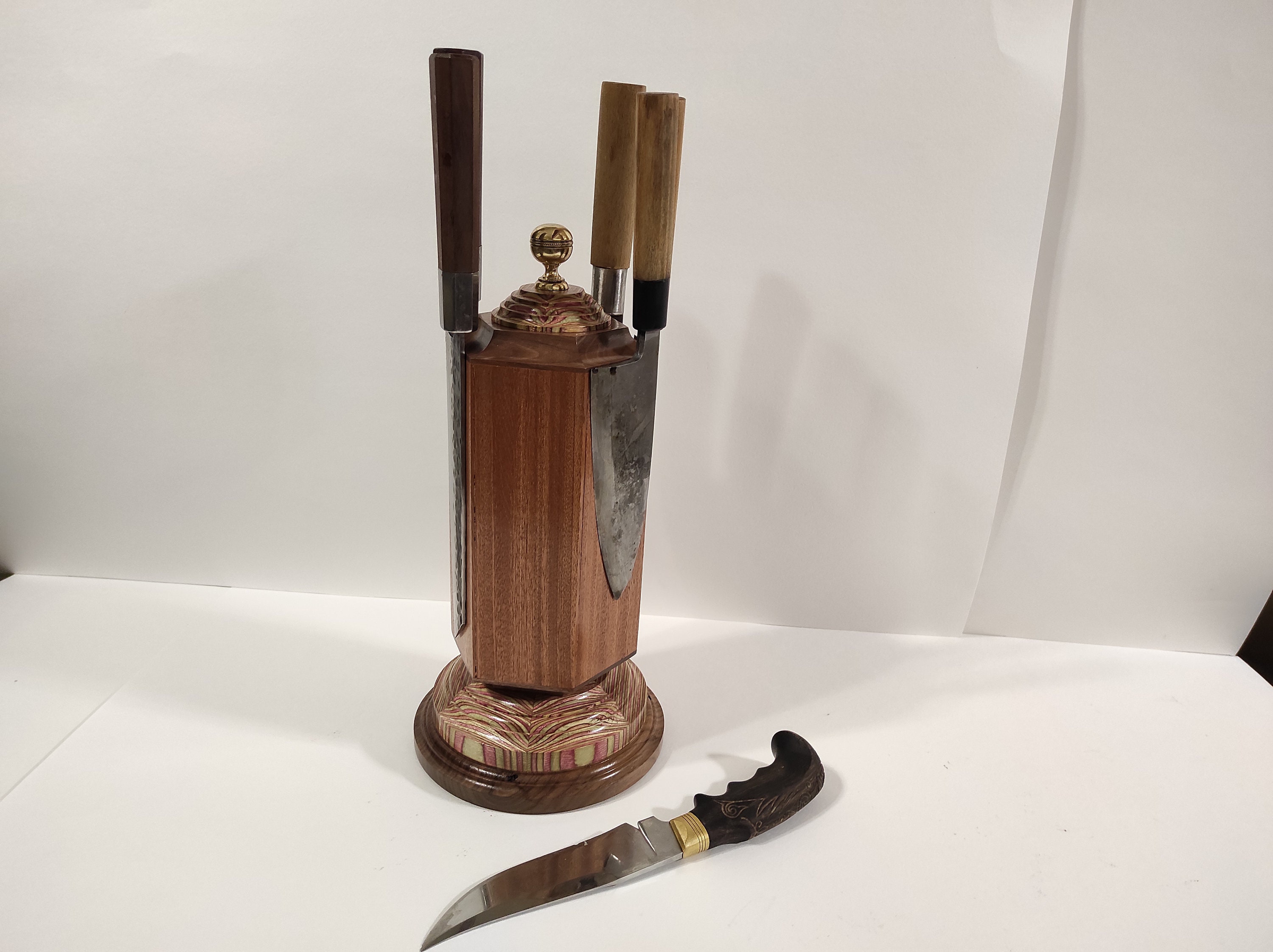 Knife Block Countertop Wooden Knife Rackhandmade Etsy