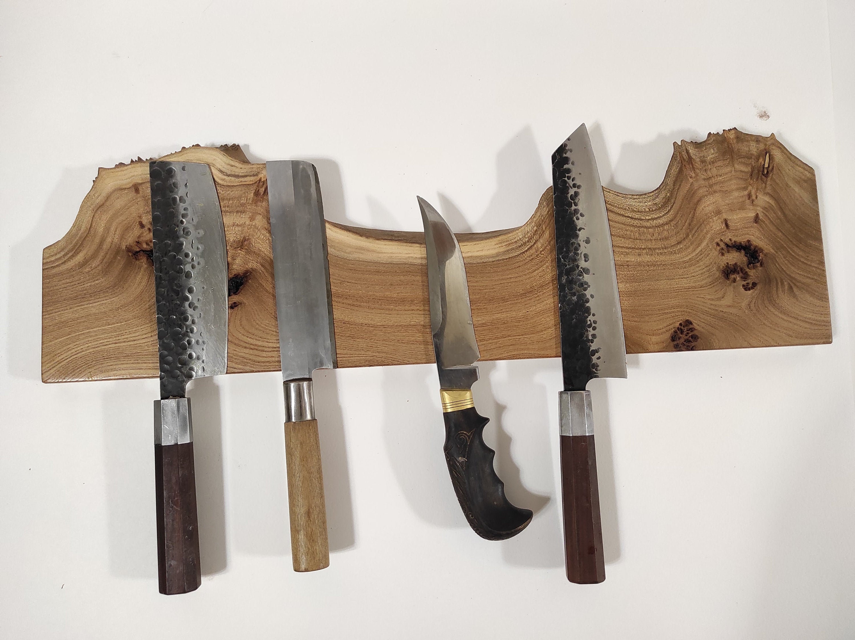 Magnetic knife holder live edge wood Magnetic Knife Rack | Etsy