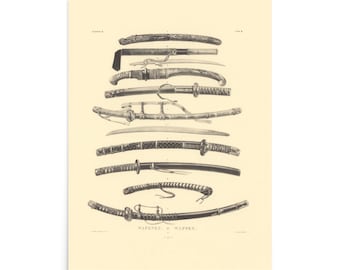 Vintage Japanese Weapons 1840 Poster