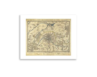 1841年のパリの要塞地図 ヴィンテージ レトロ ポスター