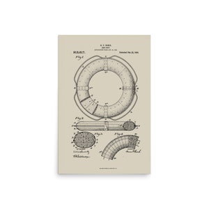 Ring Buoy Lifebuoy Patent Vintage Retro Nautical Poster Print