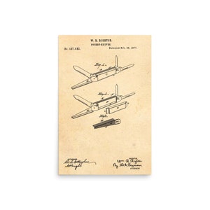 Retro Vintage Pocket Knife Patent Poster