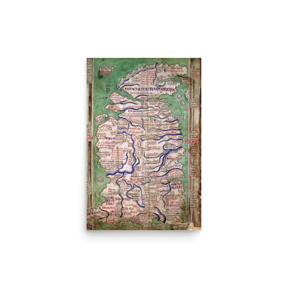 1250年頃のイギリス古代中世地図 ヴィンテージポスタープリント - Etsy