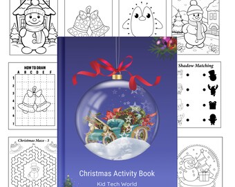 100 libros de actividades navideñas para niños, colorear, marcador de puntos, punto a punto, habilidad con tijeras, cómo dibujar, combinación de sombras, actividad de laberinto,