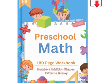 Hoja de trabajo de matemáticas para niños en edad preescolar, 180 páginas