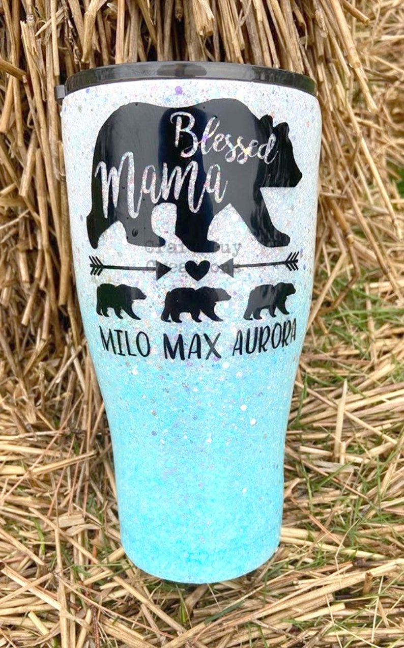 Mom Tumbler Blessed Mama Glitter Tumbler Mothers Day Tumbler | Etsy