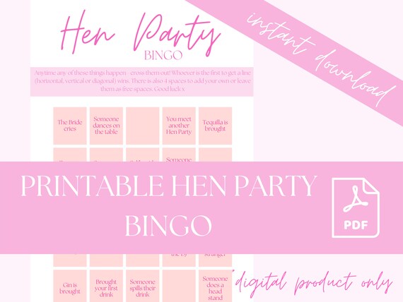 Printable Hen Party Bingo // Hen Do Game Bridal Shower - Etsy