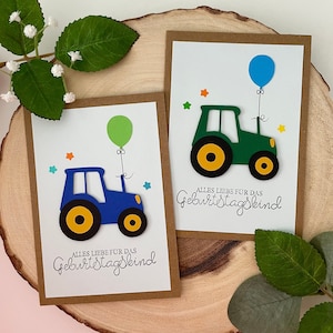 Personalisierte Geburtstagskarte mit einem Traktor Glückwunschkarte für Kinder