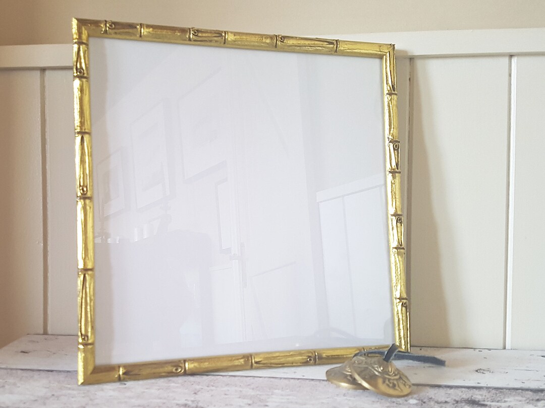 Gold Bamboo Frame for 10 X 10 Image approx 25 X 25cm With Real Glass