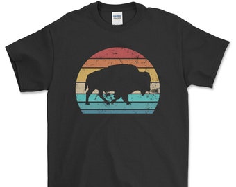 Retro Wyoming Sunset Bison Shirt, Environmentalists, Conservationists, Nonprofit Organizations