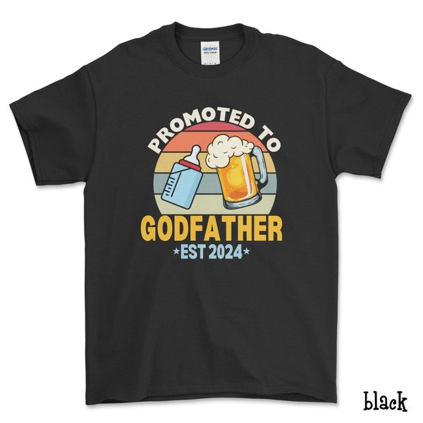 Promoted to Godfather Est 2024 Shirt, Retro Sunset Design, Godfather Gift, New Godfather Tee