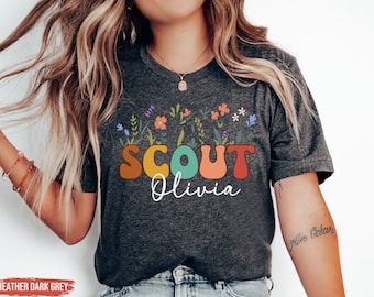 Custom Scout Shirt, Personalized Name, Retro Wildflowers Girl Camping, Cookie Scouts, Sweatshirt, Hoodie