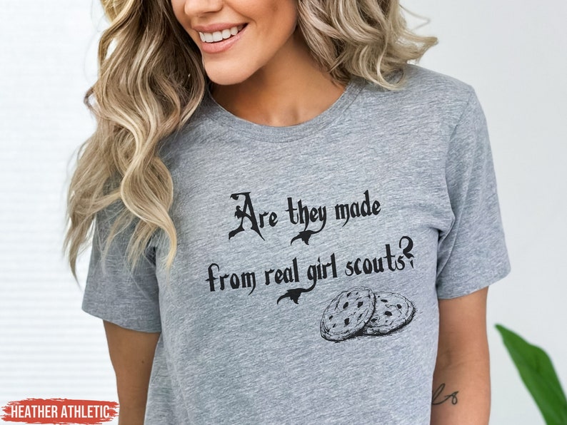 Are they made from Real Girl Scouts Shirt, Wednesday Addams Girl Scout Cookies, 90s Movie, Sweatshirt, Hoodie image 1