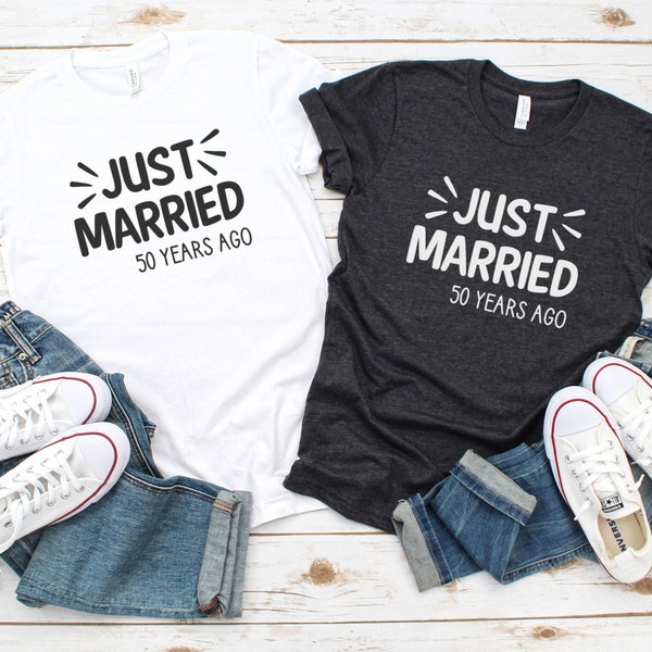 50th Wedding Anniversary Gift, Funny Matching Couple Shirts, Just Married 50 Years Ago, Marriage Milestone, Mr. and Mrs. Party