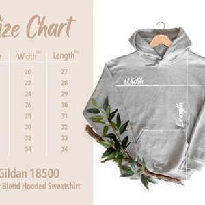 the size chart for a hoodie sweatshirt