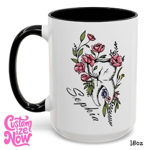 Floral Tooth Mug, Custom Dentist Name, Personalized Tooth Art, Cute Dental Gift, Customized Office Cup, Name Added, Gift For Orthodontist