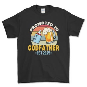 Promoted to Godfather Est 2025 Shirt, Retro Sunset Design, Godfather Gift, New Godfather Tee, Sweatshirt, Hoodie