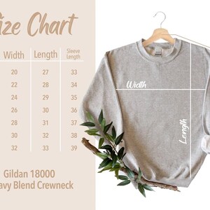 the size chart for a sweatshirt