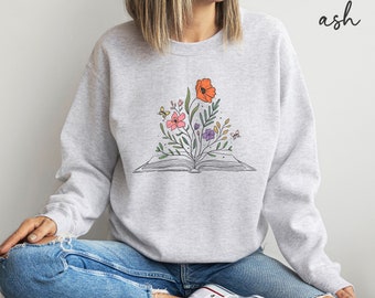 Wildflowers Book Crewneck Sweatshirt, Book Lovers, Gift for Book Lover, Gift For Bookish, Book Sellers Gift, Gift For Teachers, Hoodie, Tee