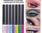12 Colour Matte Liquid Eyeliner Waterproof Eye Liner Pen Long Lasting Eye Makeup
