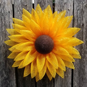 Sunflower Wreath, Sunflower, Summer Wreath, Fall Wreath, Summer Deco, Autumn Wreath, Poly Deco Mesh, Deco Mesh Wreath, Country Wreath image 1