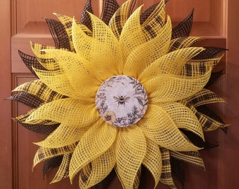 Bee sunflower DIY kit, DIY bee kit, sunflower wreath, DIY sunflower wall hanging, sunflower wreath kit, wreath kit