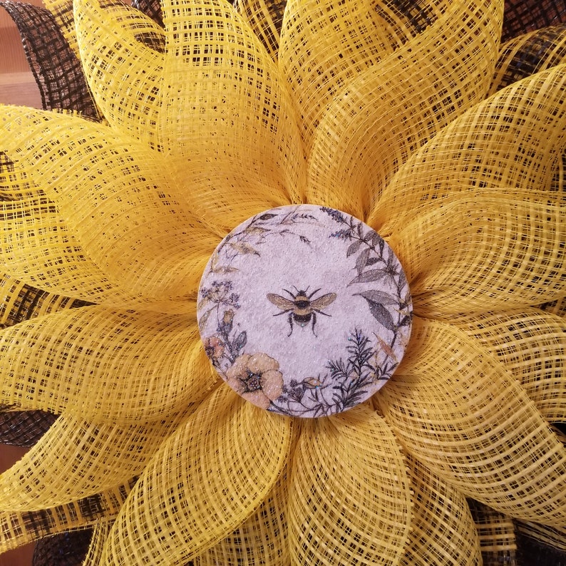 Bee sunflower DIY kit, DIY bee kit, sunflower wreath, DIY sunflower wall hanging, sunflower wreath kit, wreath kit image 3