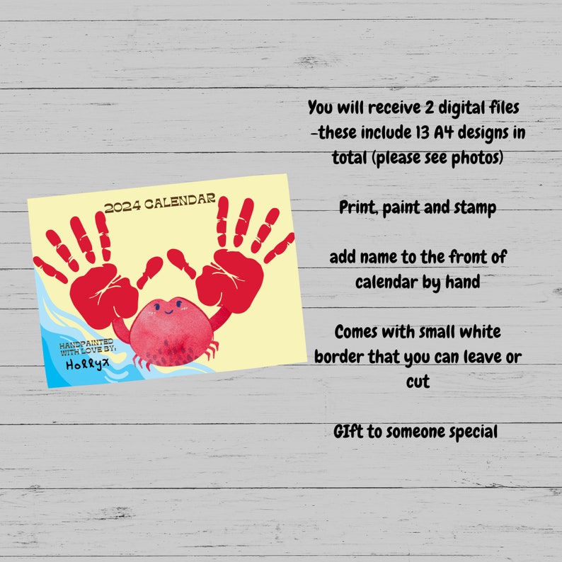 2025 Handprint Calendar Art Craft Child Baby Toddler Kid Etsy