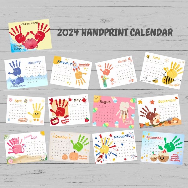 2024 Diy Handprint Calendar Etsy 2024 Diy Handprint Calendar Etsy