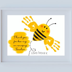 Cadeau de remerciement pour enseignant, professeur d'art de l'empreinte de la main, souvenir de fin d'année, cadeau de garderie, meilleur cadeau pour enseignant, création d'empreintes de main d'abeille, impression
