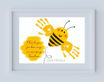 Bee Handprint Teacher Gift, End of Year Keepsake (Digital Download)