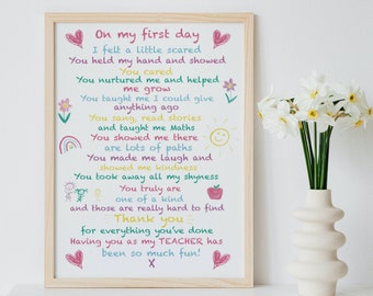 Teacher Thank You Poem Print: End of Year Gift (Digital Download)
