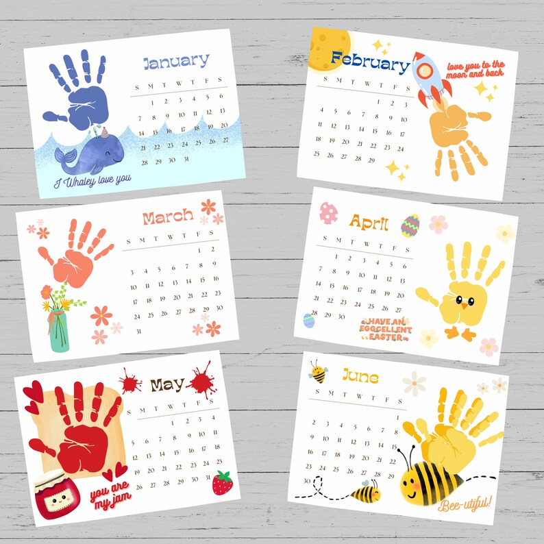 2024 Handprint Calendar Art Craft Child Baby Toddler Kid Etsy