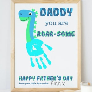 Dinosaur handprint art, Fathers Day gift, you are roarsome, gift for daddy, Father’s Day craft, baby, toddler, child keepsake, daddy print