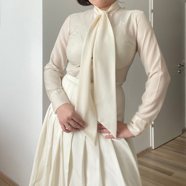 50er 60er Jahre Vintage Bluse beige