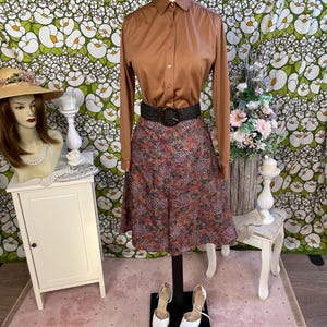 Vintage Brown 80s Long Sleeved Blouse S