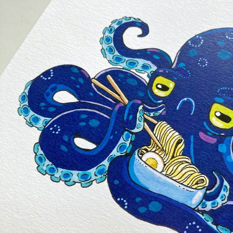 Grumpy Octopus Art Print | Etsy