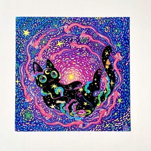 Kosmische Katze Kunstdruck