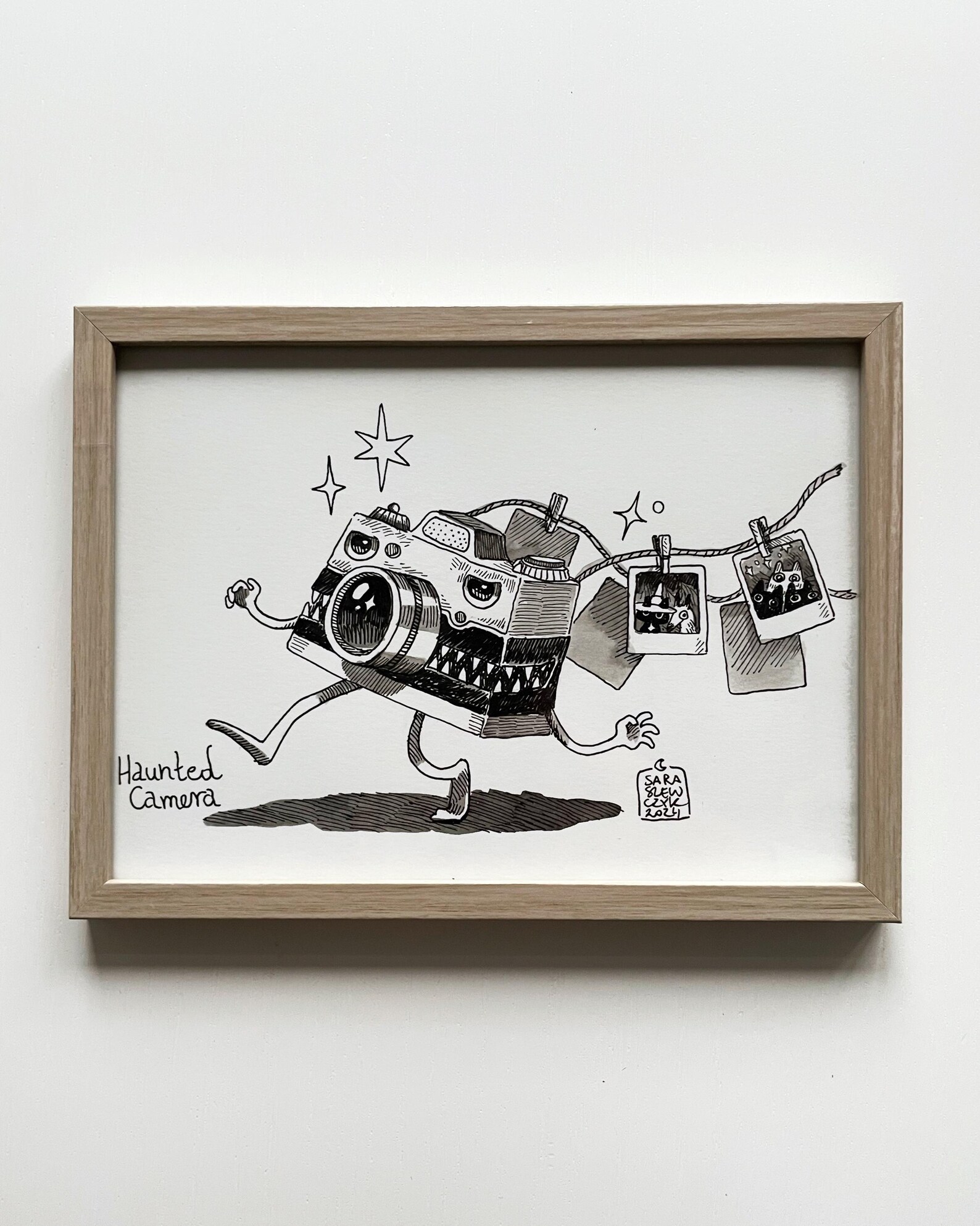 Haunted Camera Original Inktober Drawing in Frame - Etsy