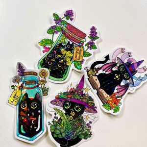 4 Magical Holographic Katzen Sticker Set