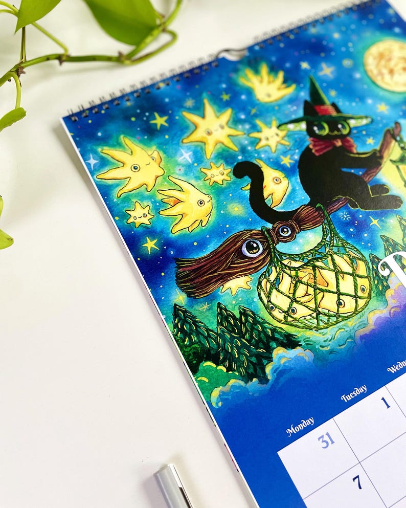 Witch Cat Art Wall Calendar 2026 A3 A4 Magical Planner Witchy Home Il Cbjx 